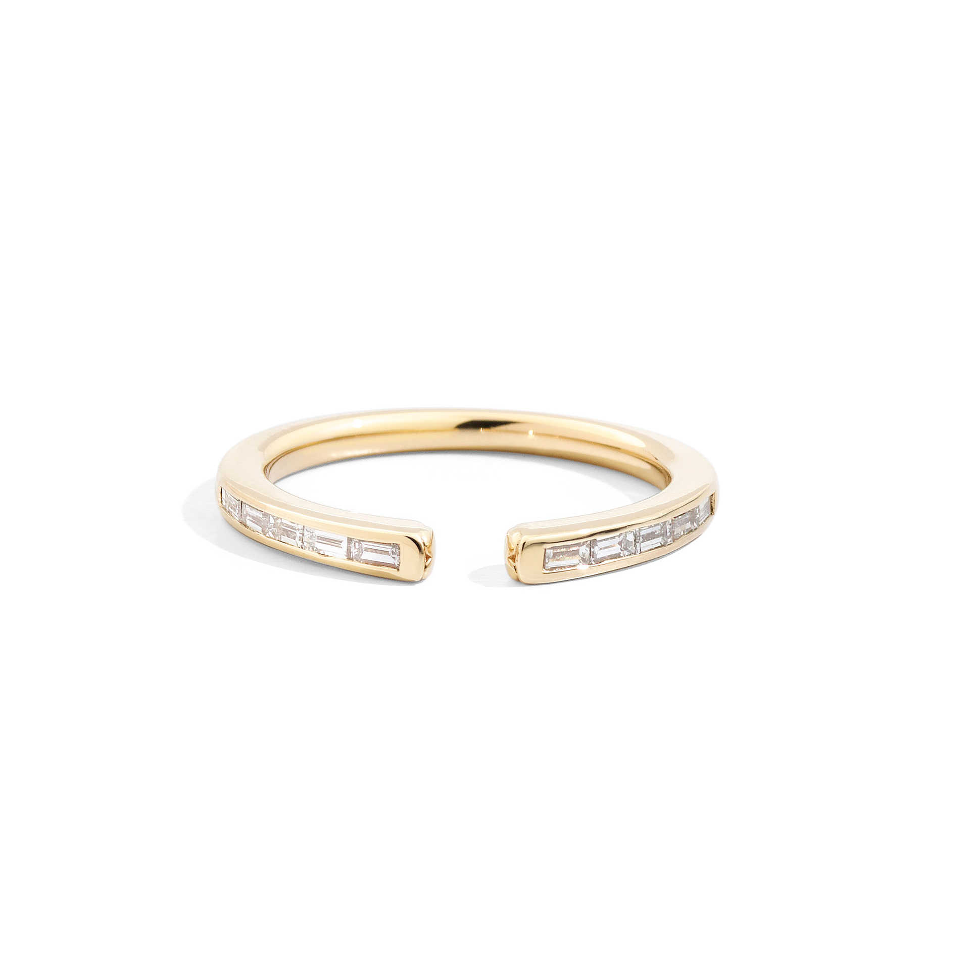 Anello veretta aperta lineare con baguette