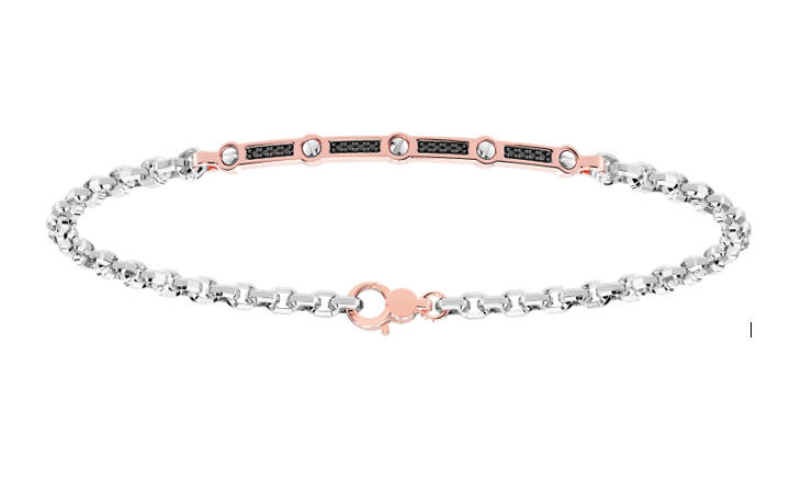 Bracciale in oro bianco e rosa con diamanti neri