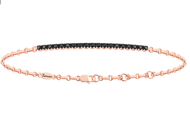Bracciale in oro rosa e diamanti neri naturali