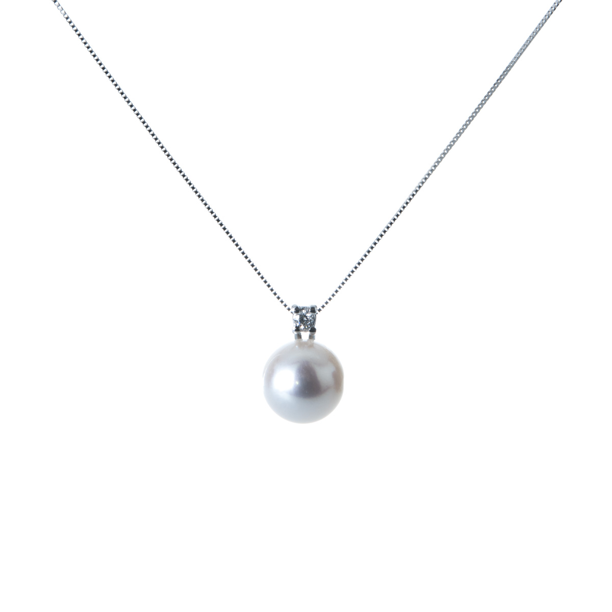 Collana con perla e diamante 6,5-7